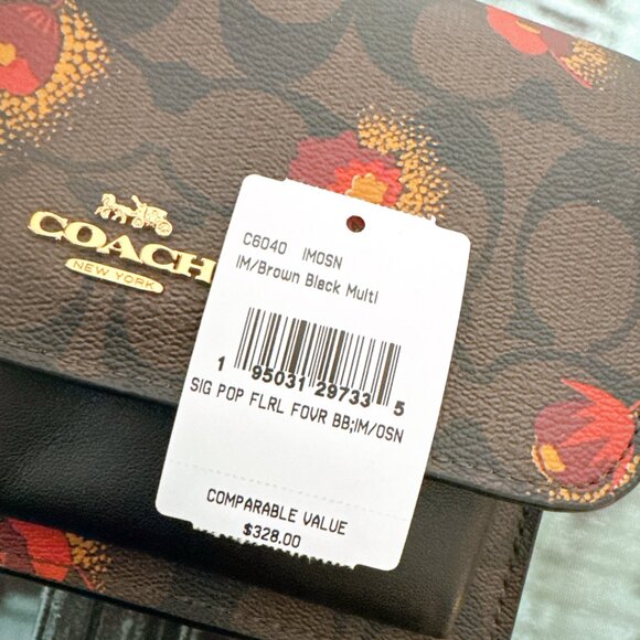 Coach C6040 Foldover Belt Bag In Signature Canvas With Pop Floral Print In Brown - Picture 8 of 9